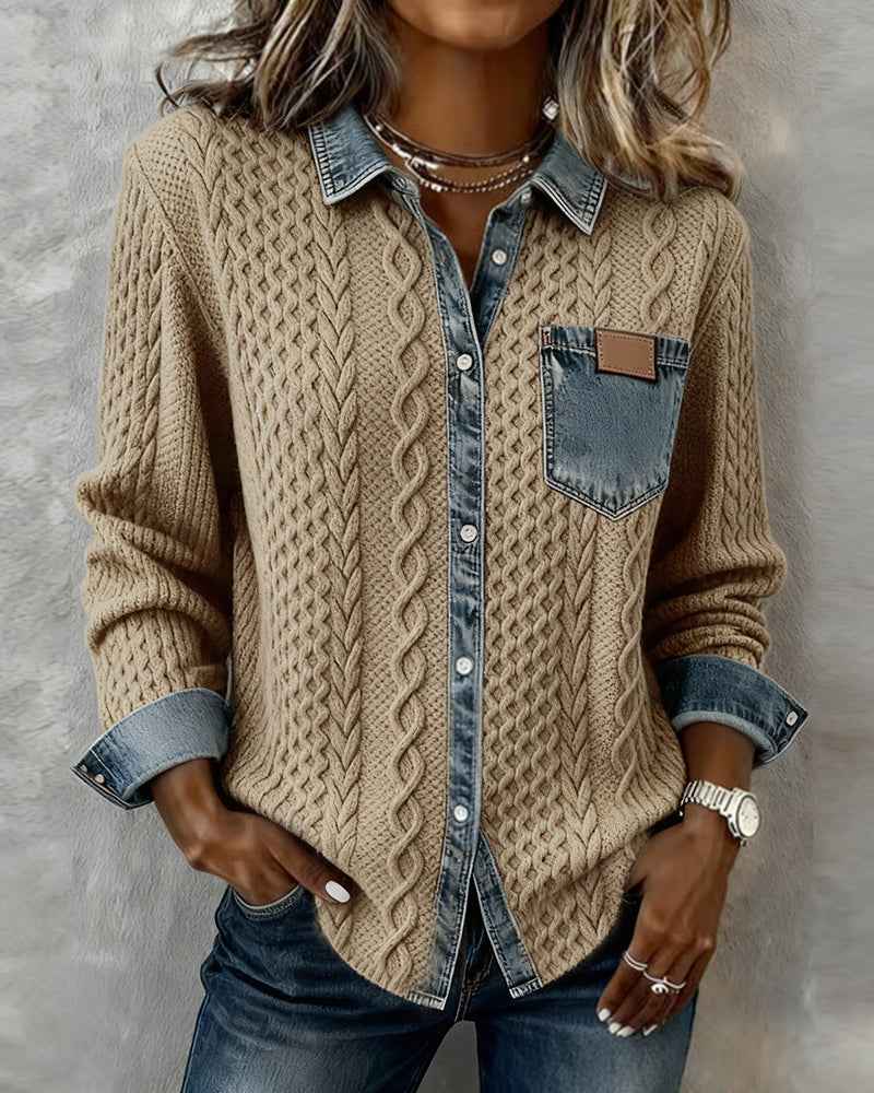 Covernorth Women's Knit Splice Button-Down Shirt