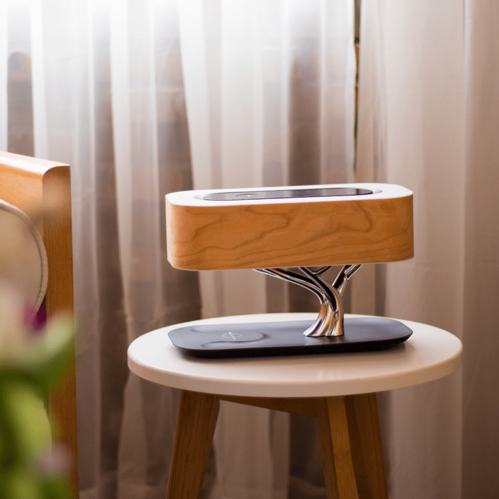 Elegant Wood Grain Tree of Light Bedside Wireless Charging Lamp