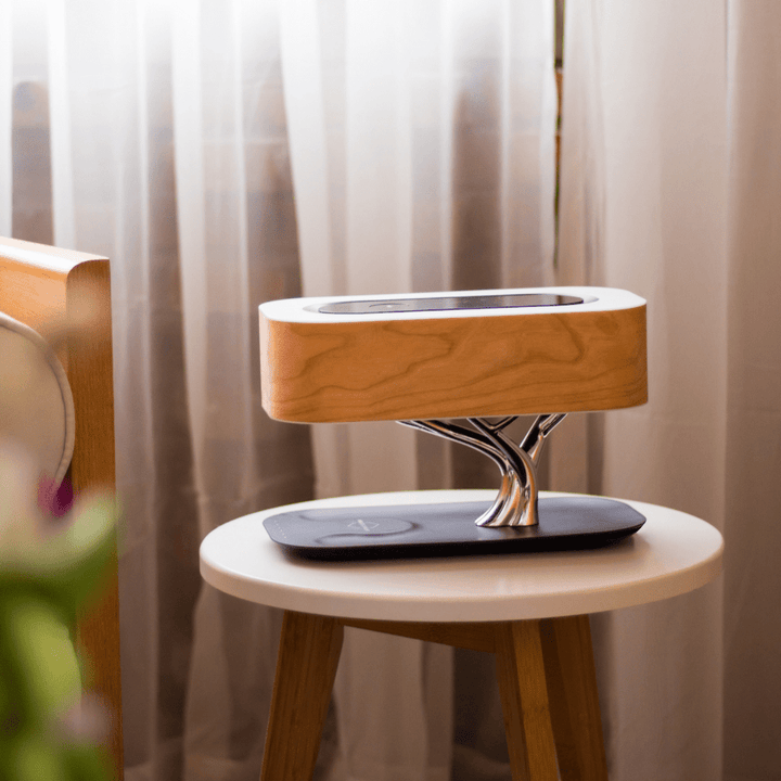 Elegant Wood Grain Tree of Light Bedside Wireless Charging Lamp