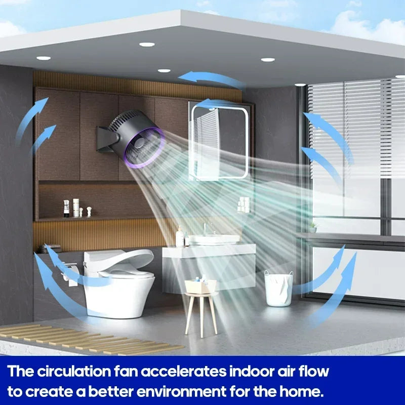 Portable 4000mAh Quiet Wall Mount Desktop Air Circulator Fan