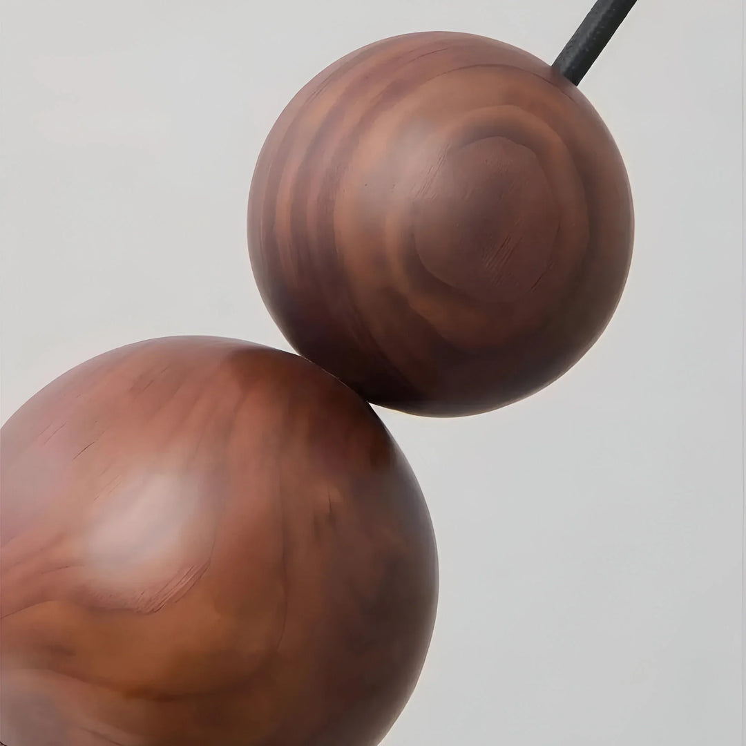 Wood Sphere Wall Sconce | Warm Wood & Brass for Cozy Vibe | Bedroom