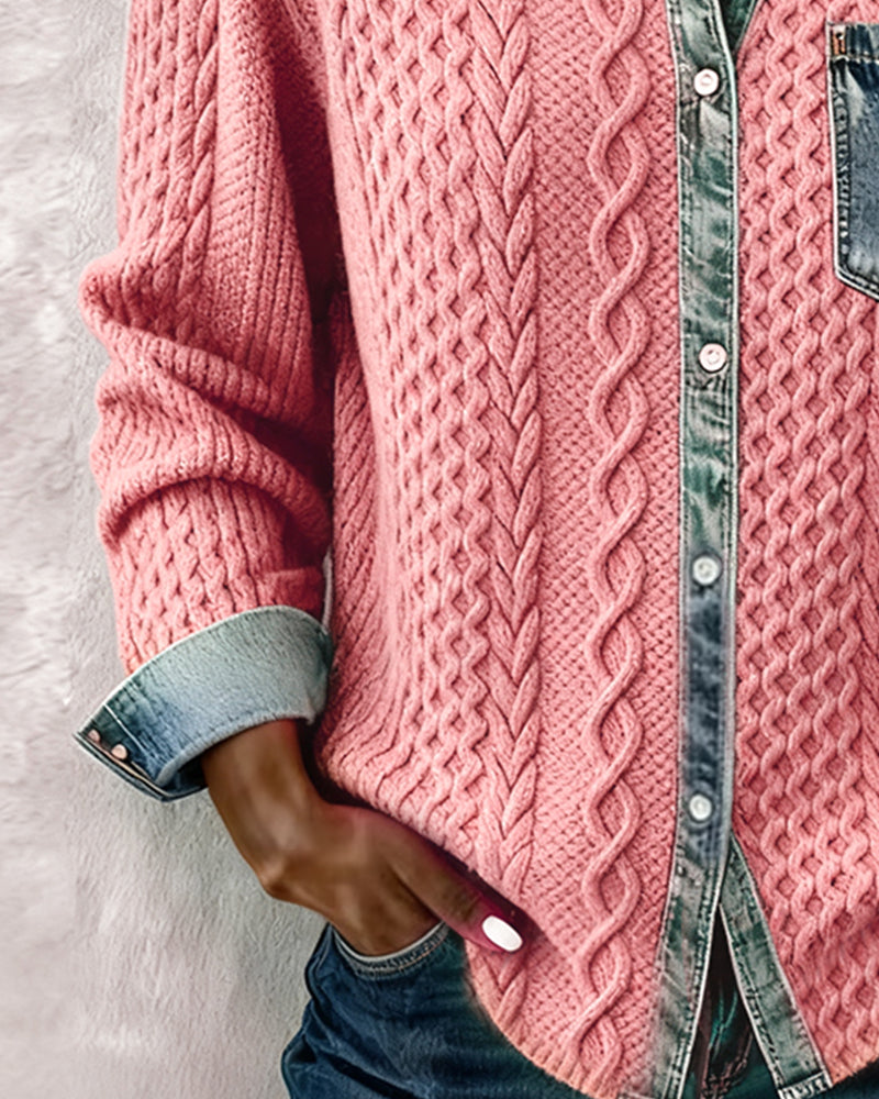 Covernorth Women's Knit Splice Button-Down Shirt