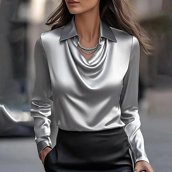 Women’s Satin Cowl Neck Blouse