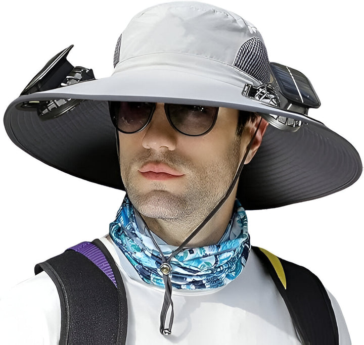 Solar Fan Sun Hat | UPF50+ UV Protection & Cooling Fans | Fishing & Hiking | Black