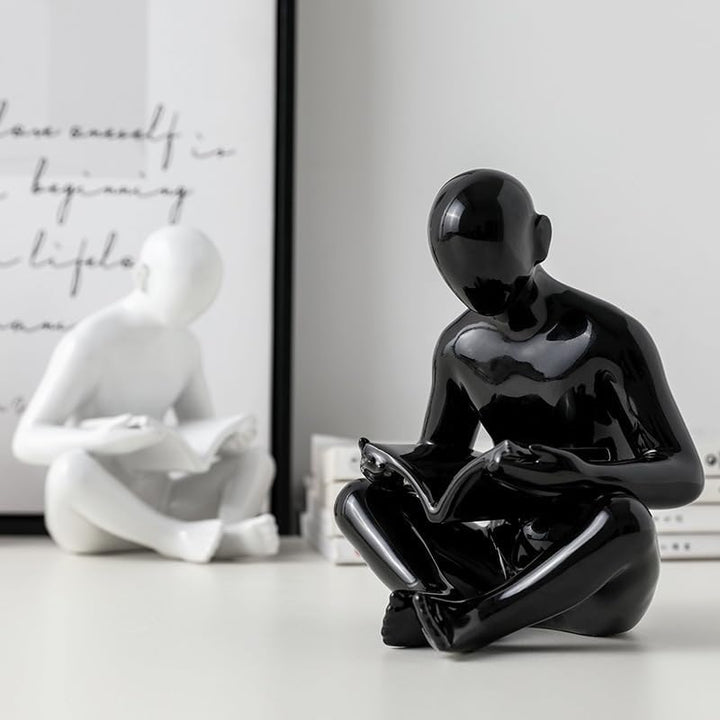 Abstract Reader Figurine | Minimalist Sculpture | Desk Accent