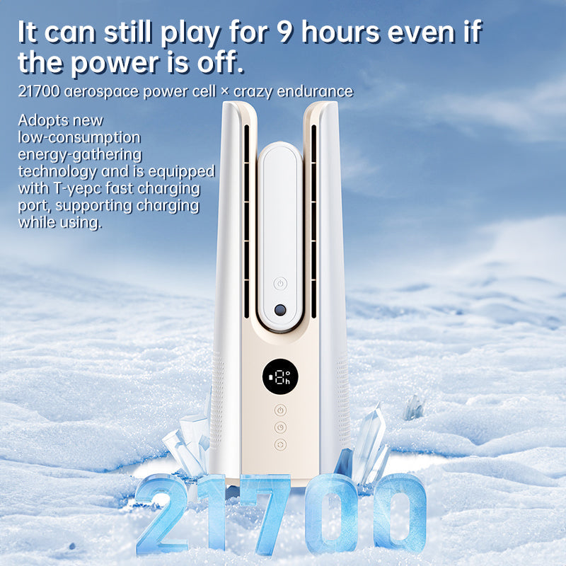 Ice Mist Portable Tower Fan │ Cooling, Bladeless, Quiet │ Bedroom & Office