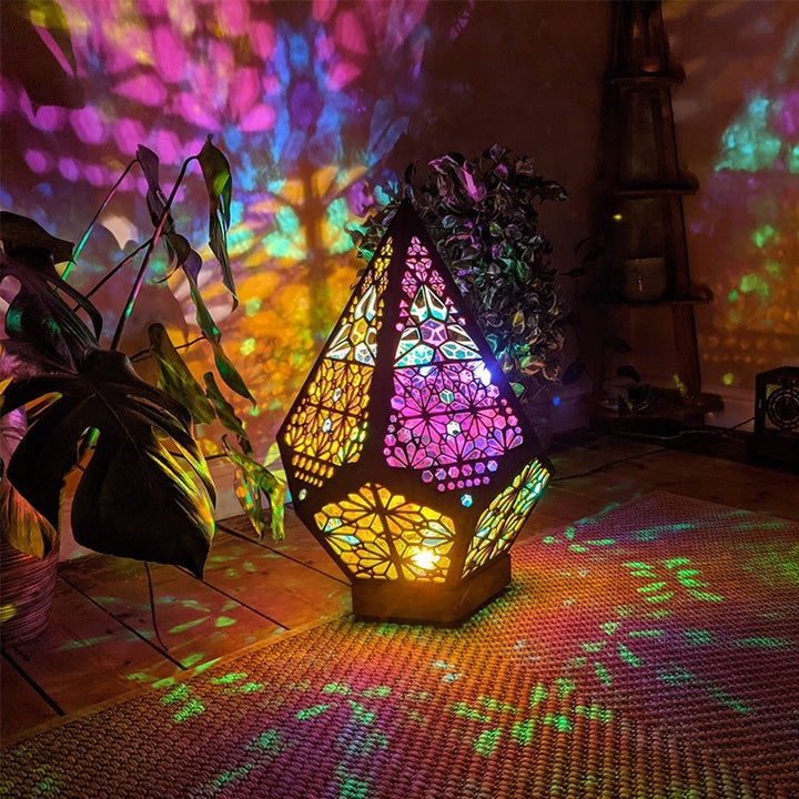 Bohemian Star Floor Lamp | Geometric Wood Projection | Living Room Decor
