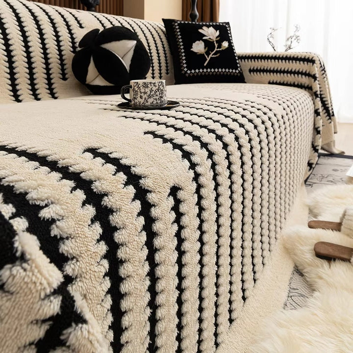 Textured Striped Sofa Cover Heavyweight Throw Cover