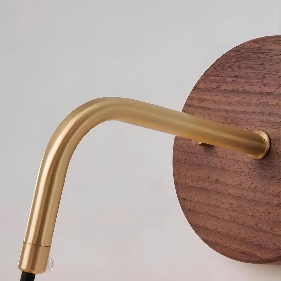 Wood Sphere Wall Sconce | Warm Wood & Brass for Cozy Vibe | Bedroom