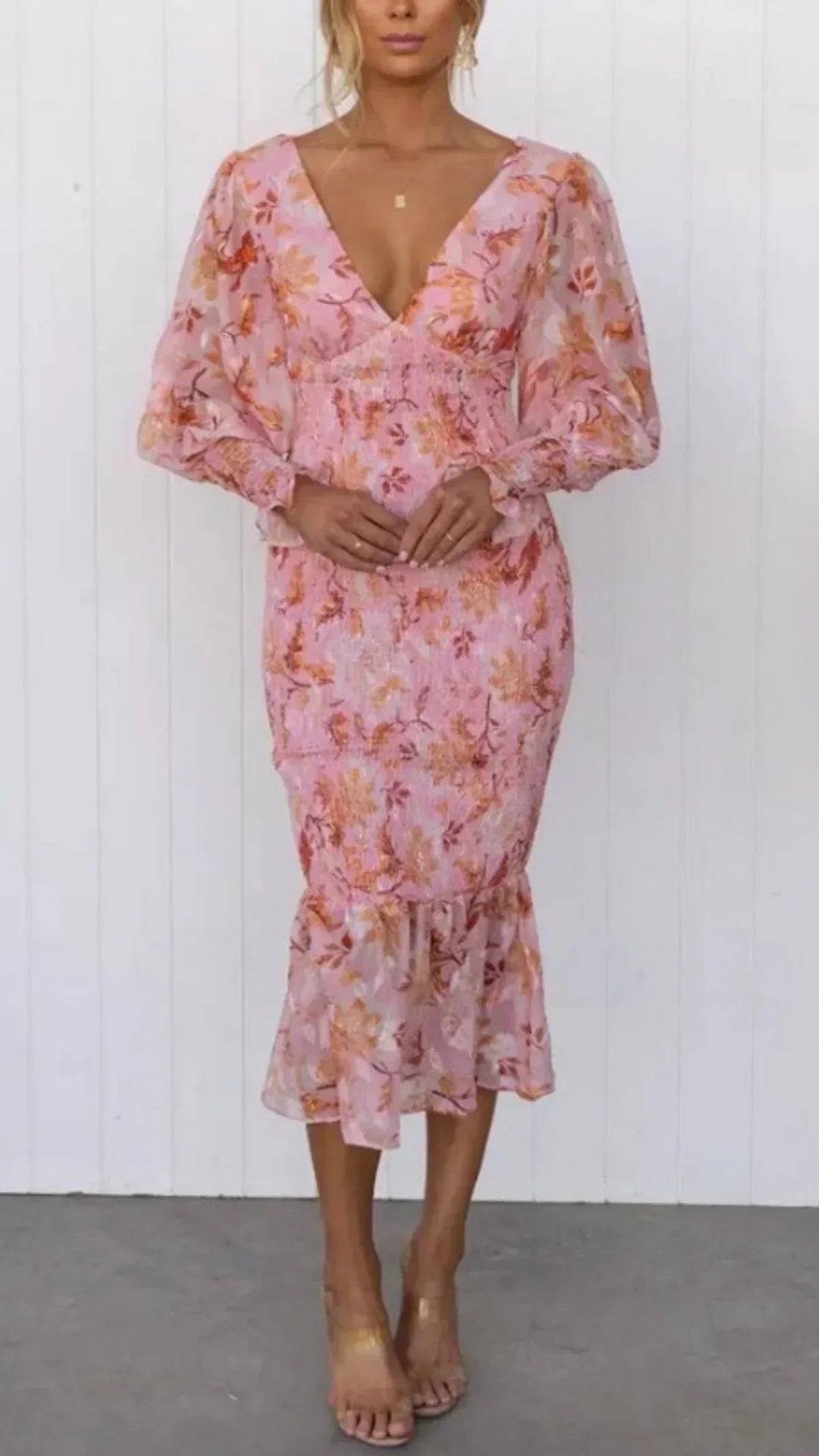 Covernorth Women's Floral V-Neck Midi Dress