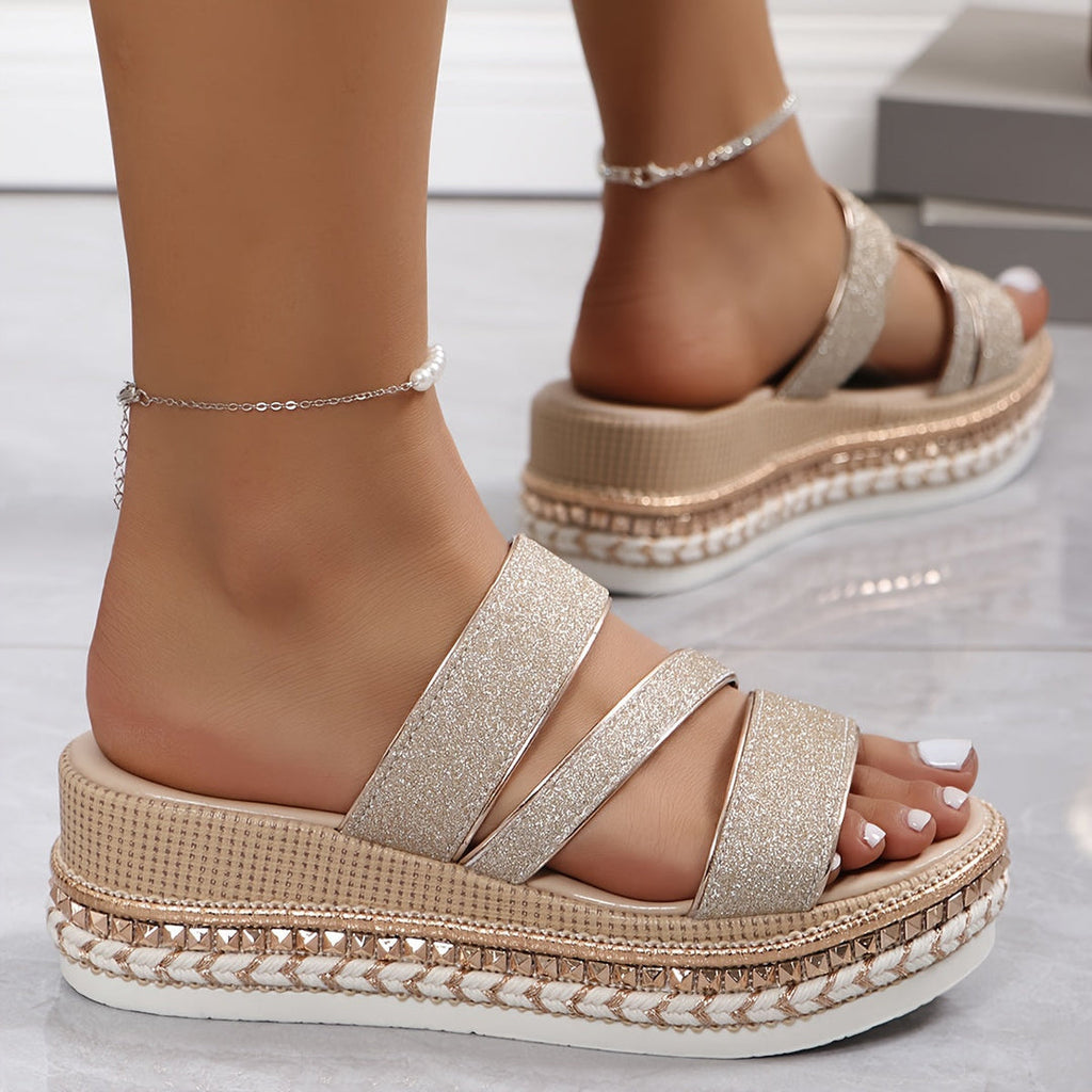 Covernorth Women’s Shimmer Platform Slide Sandals