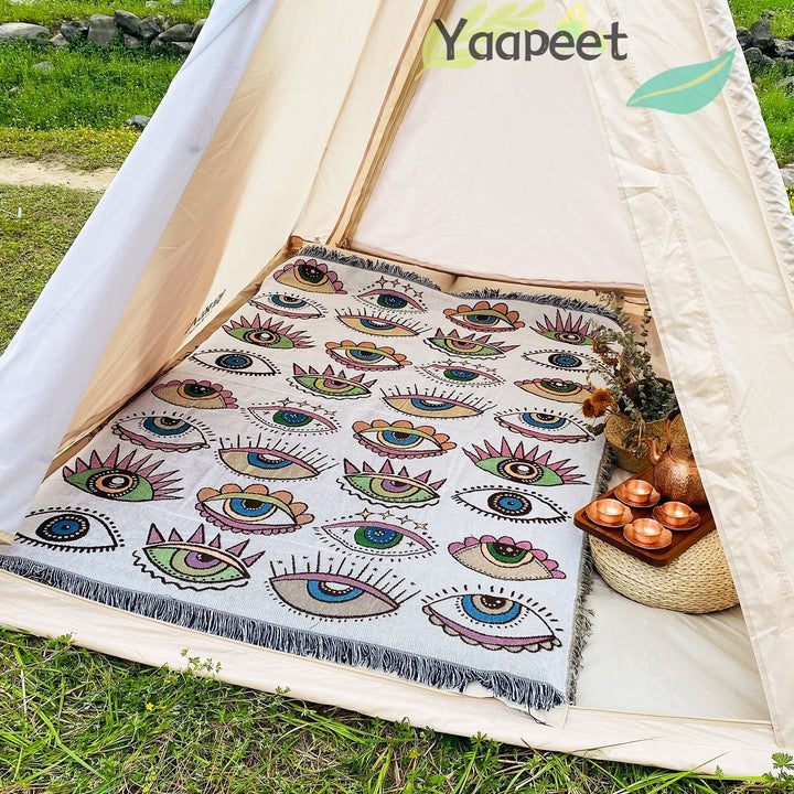 Evil Eye Beach Blanket | Cotton Fashion Towel & Camping Mat | Outdoor & Home