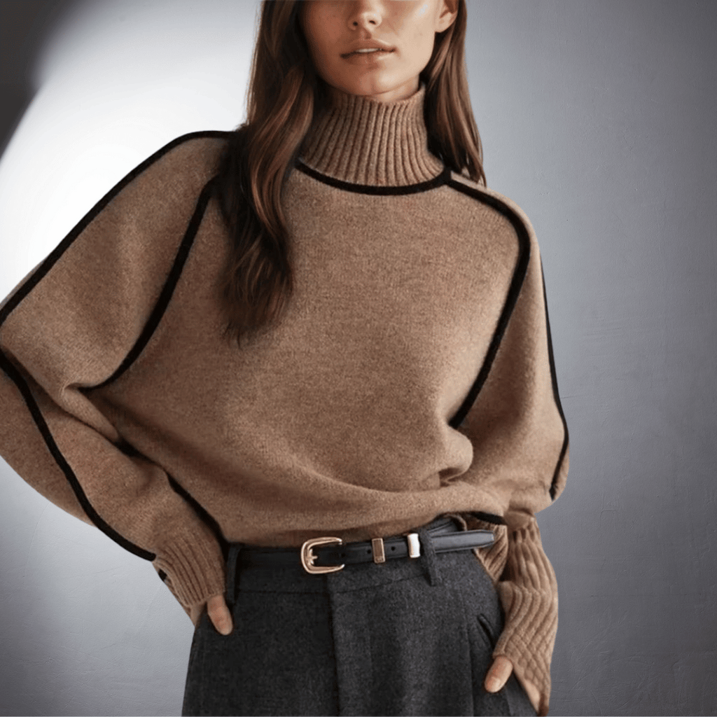 Covernorth Women’s Contrast-Trim Turtleneck Sweater
