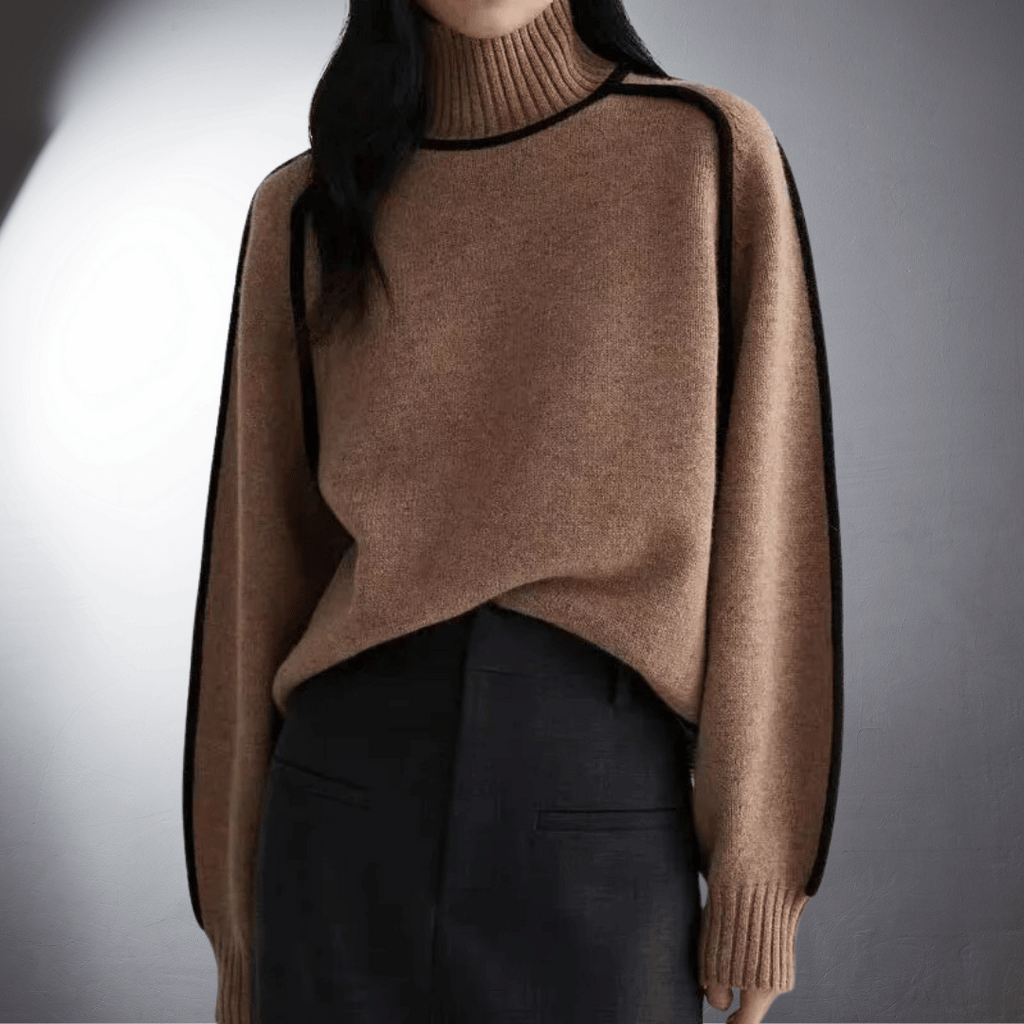 Covernorth Women’s Contrast-Trim Turtleneck Sweater