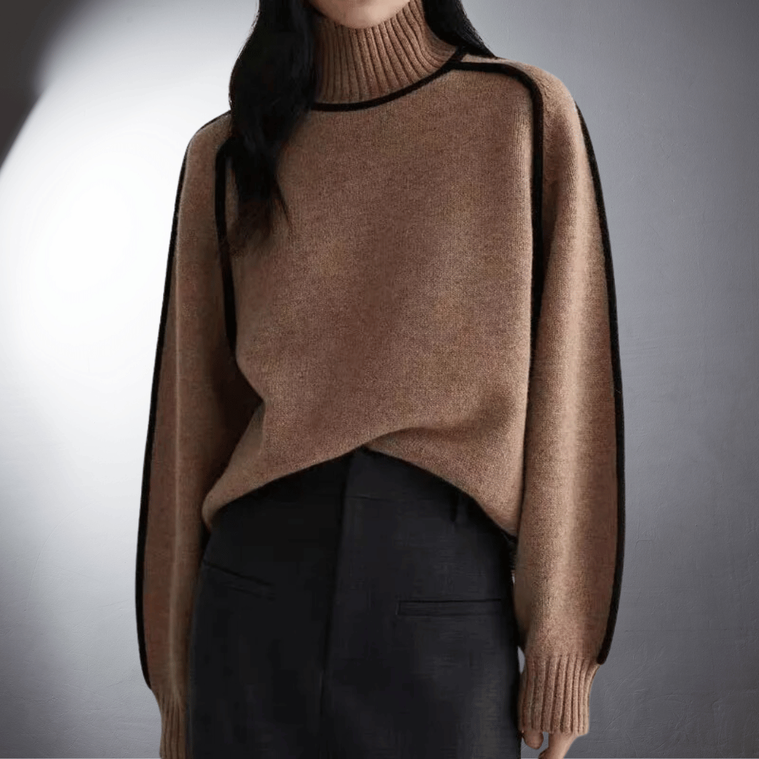 Covernorth Women’s Contrast-Trim Turtleneck Sweater