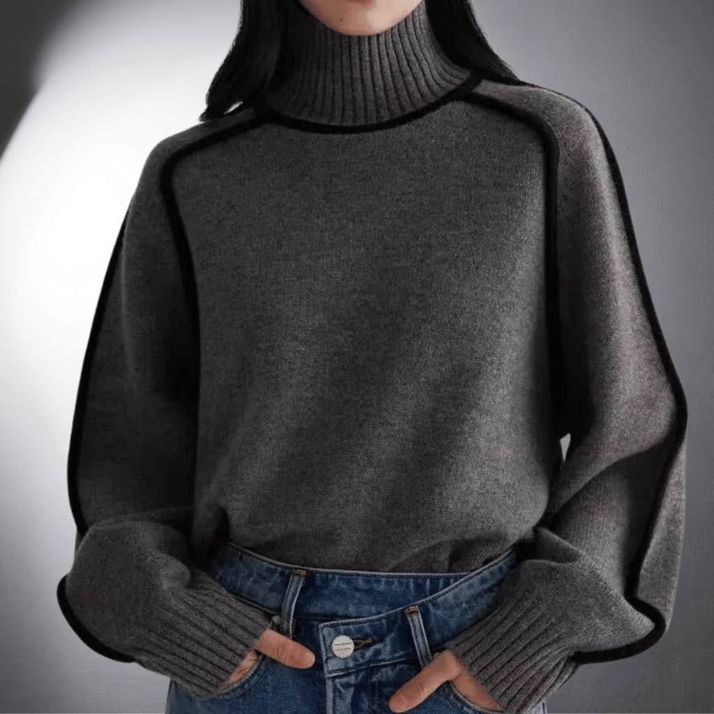 Covernorth Women’s Contrast-Trim Turtleneck Sweater