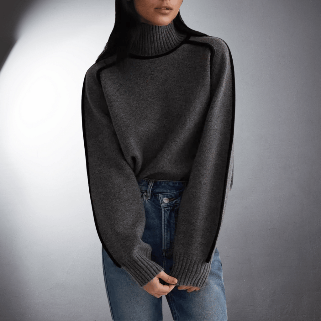 Covernorth Women’s Contrast-Trim Turtleneck Sweater