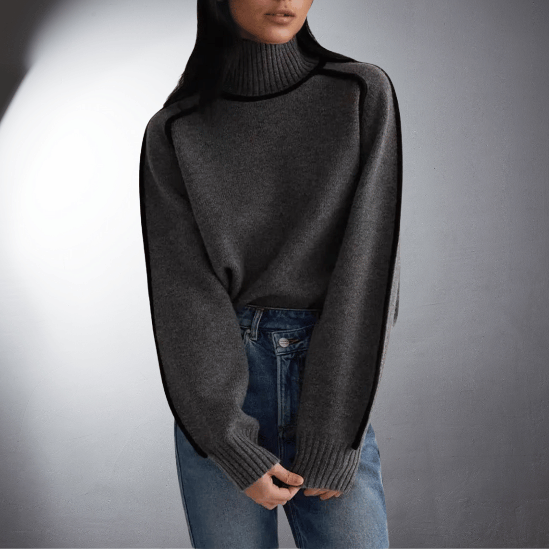Covernorth Women’s Contrast-Trim Turtleneck Sweater