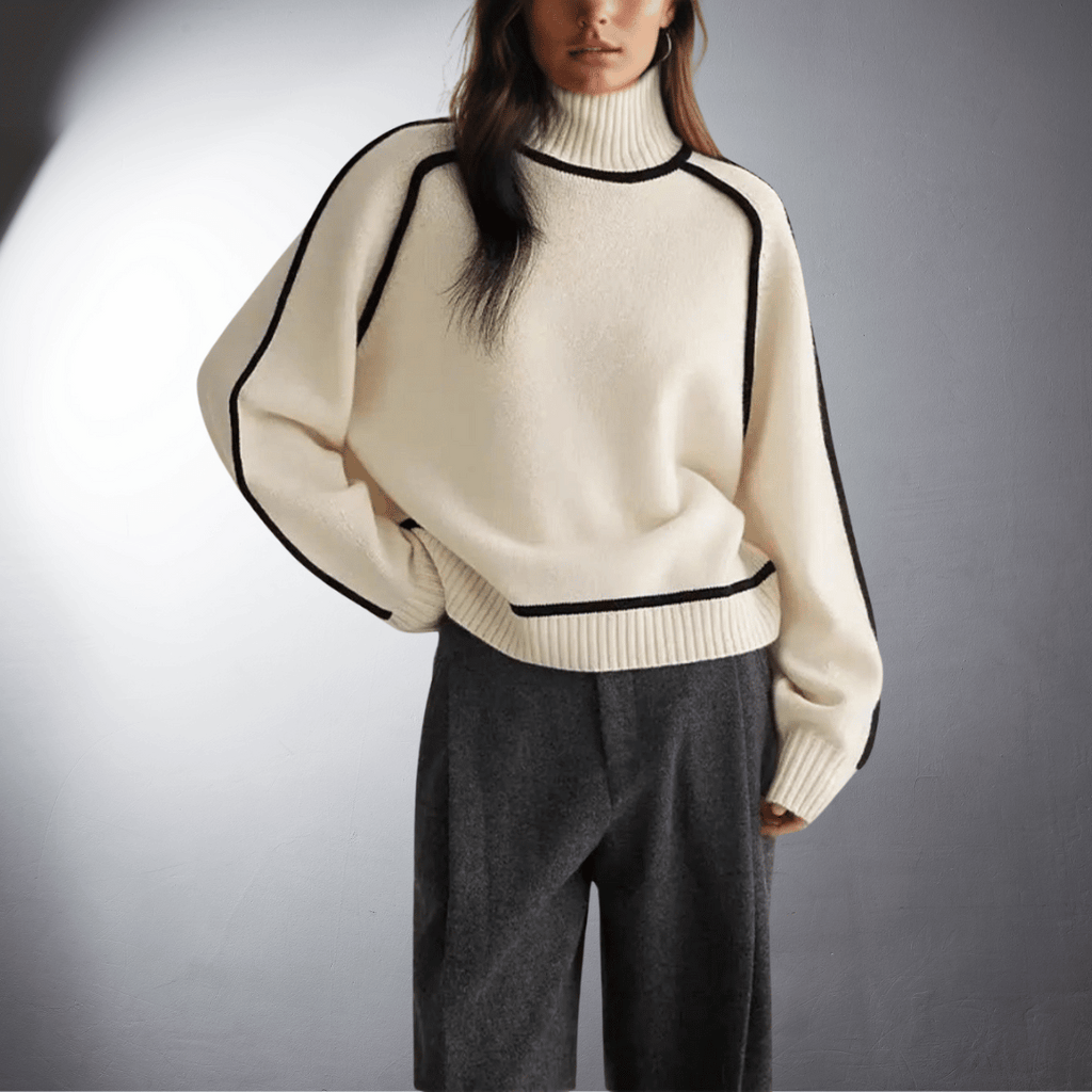 Covernorth Women’s Contrast-Trim Turtleneck Sweater