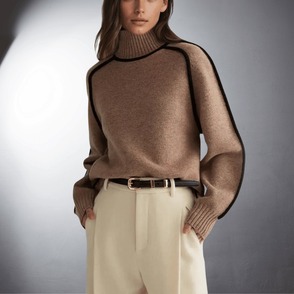 Covernorth Women’s Contrast-Trim Turtleneck Sweater