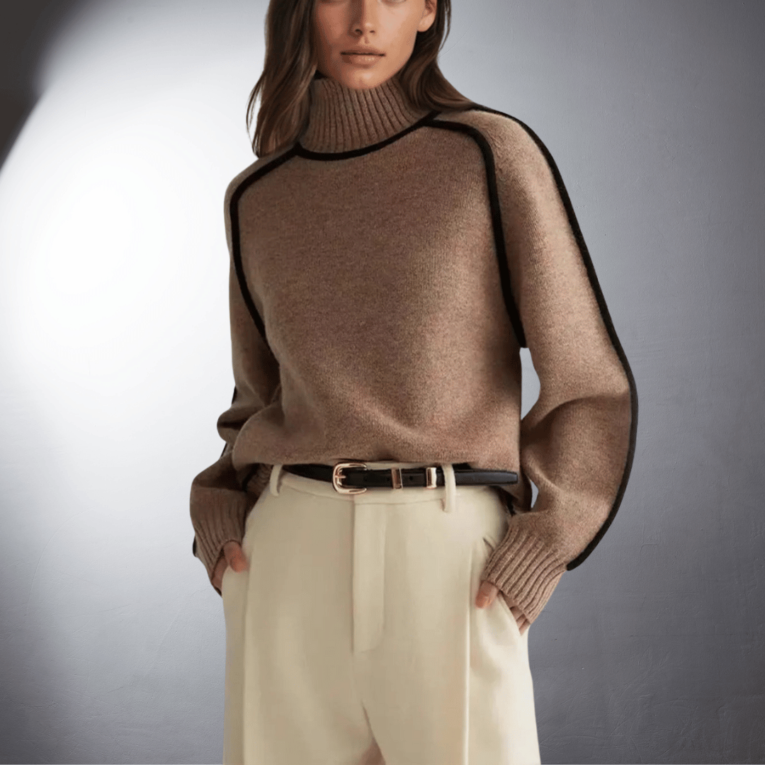 Covernorth Women’s Contrast-Trim Turtleneck Sweater