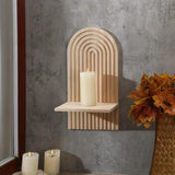 Arch Wall Candle Holder | Fluted Wooden Sconce | Living Room | Beige