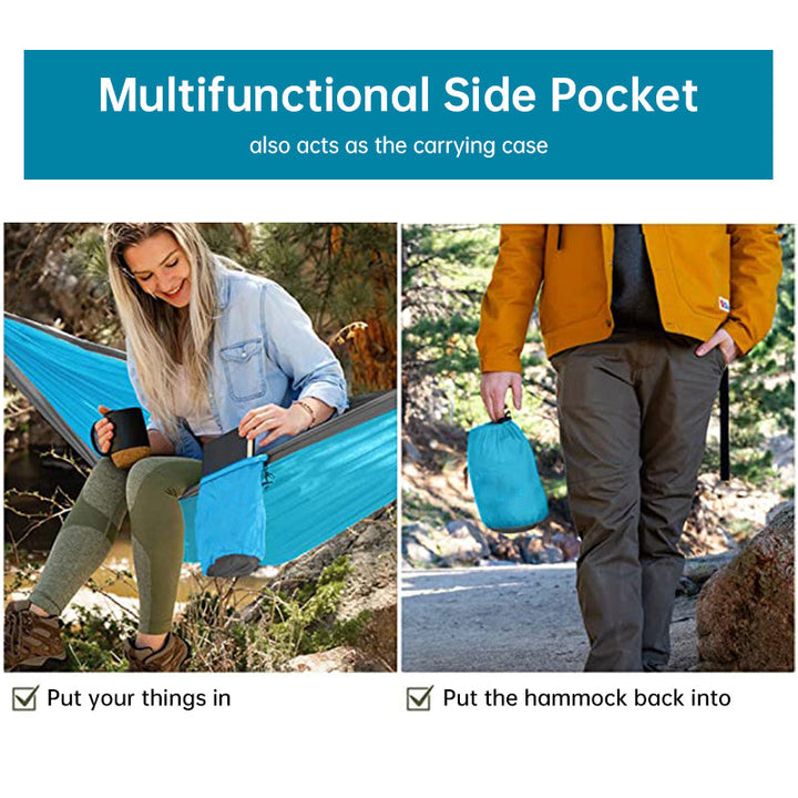 Color-Blocked Nylon Camping Hammock | 300kg Capacity & Straps | Outdoor & Yard