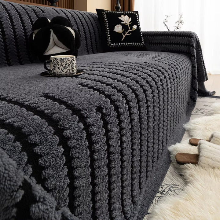Textured Striped Sofa Cover Heavyweight Throw Cover