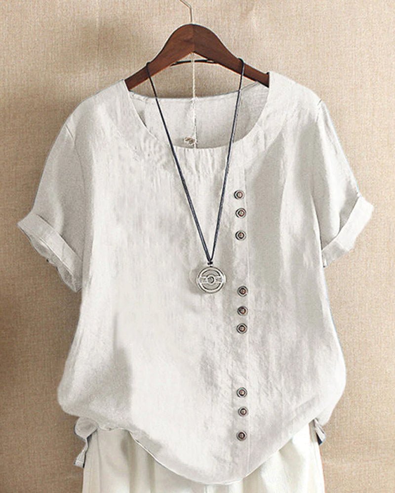 Covernorth Women's Short Sleeve Button-Detail Blouse