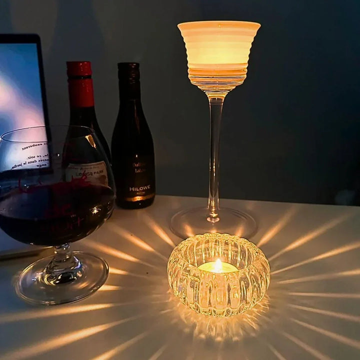 Crystal Candle Holder | Starburst Light Effect | Home & Table Decor