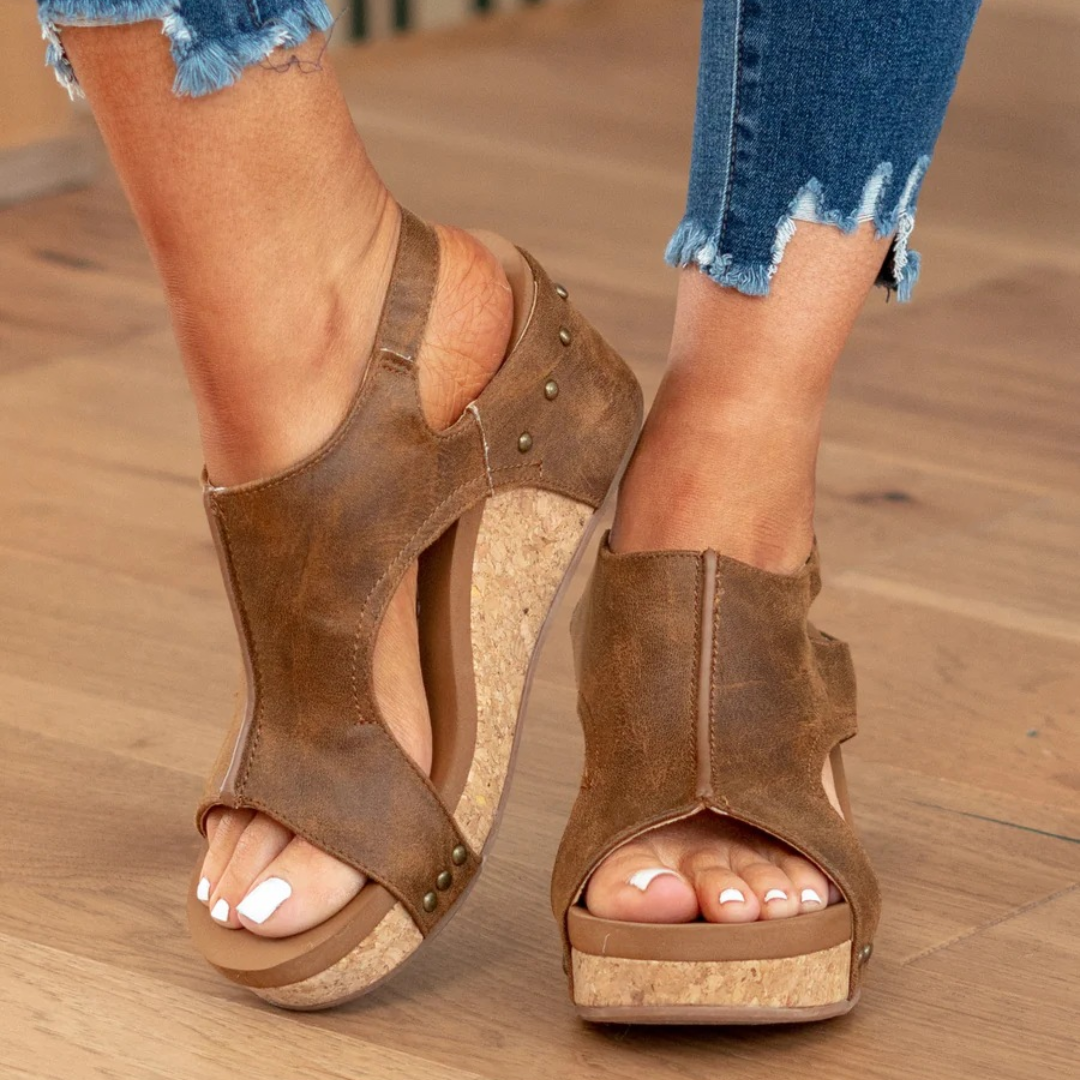 Women's Cork Wedge Platform Slingback Sandals