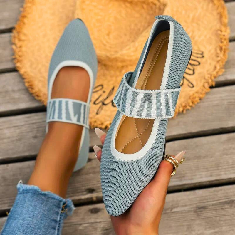 Women's Checkered-Strap Pointed-Toe Flats
