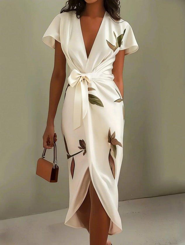 Women's V-Neck Floral Wrap Dress