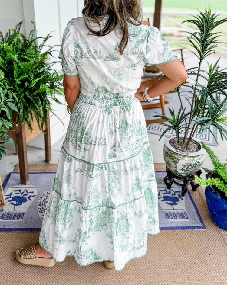 Women's Toile Print Maxi Dress