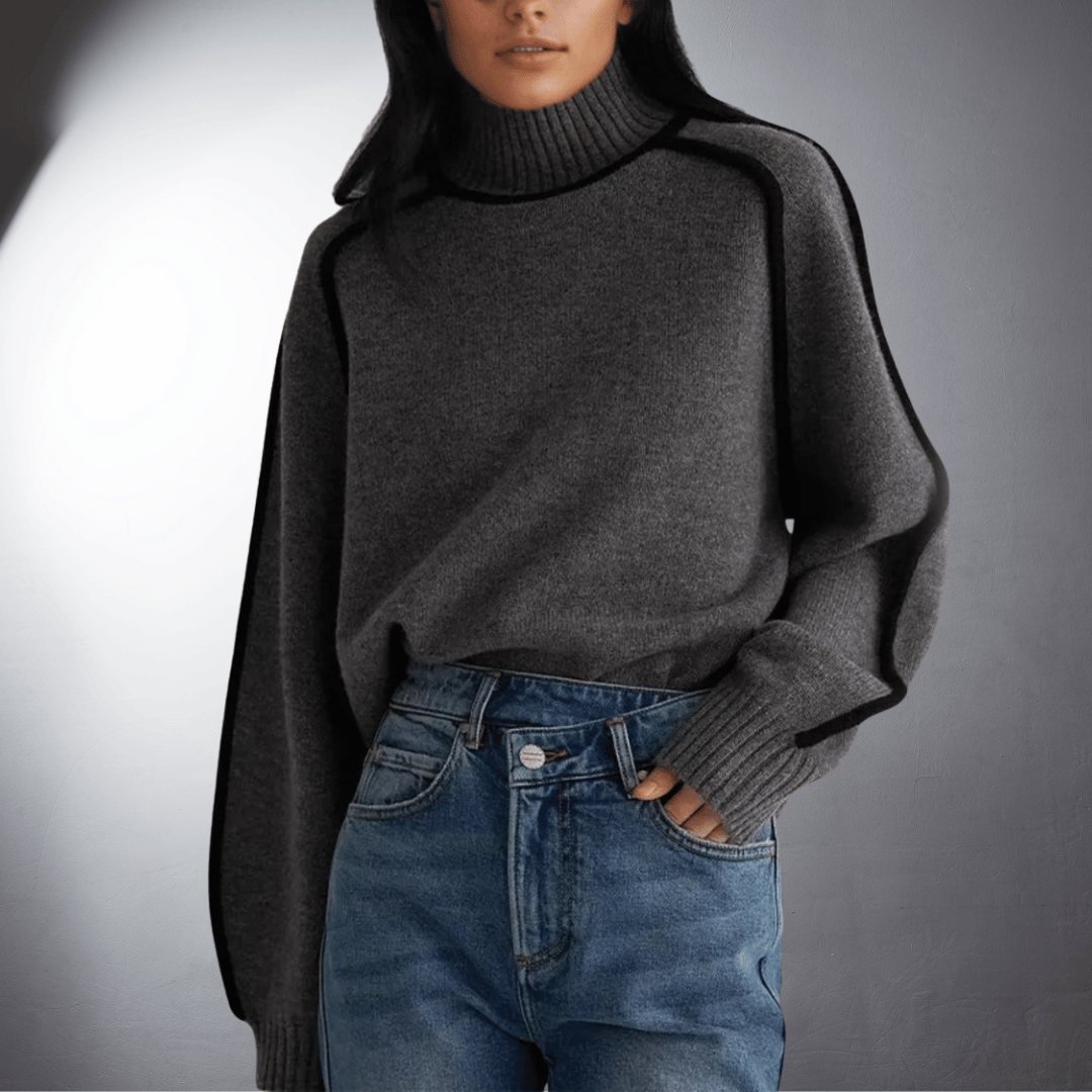 Covernorth Women’s Contrast-Trim Turtleneck Sweater