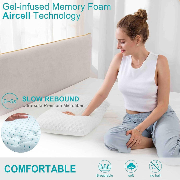 Cooling Gel Memory Pillow │ Dual-Sided Relief │ Bedroom & Bedding │ White