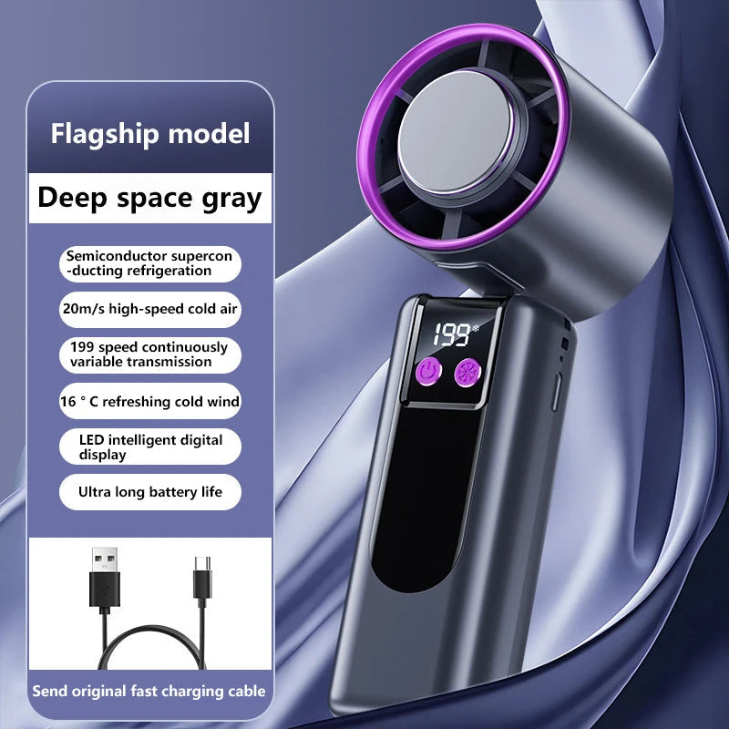 Portable Cooling Fan | 5-Speed High Wind Airflow | Travel & Desk
