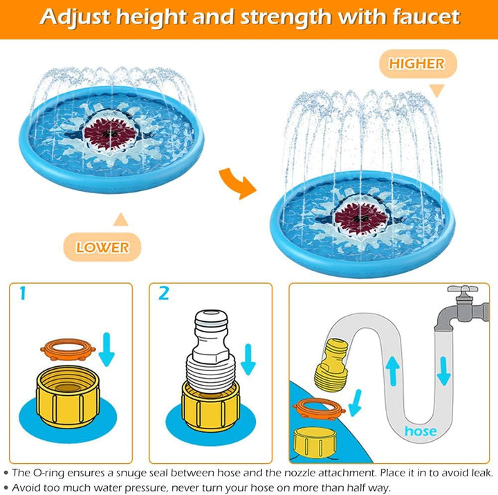 Shark Splash Pad Outdoor Water Sprinkler Mat for Kids