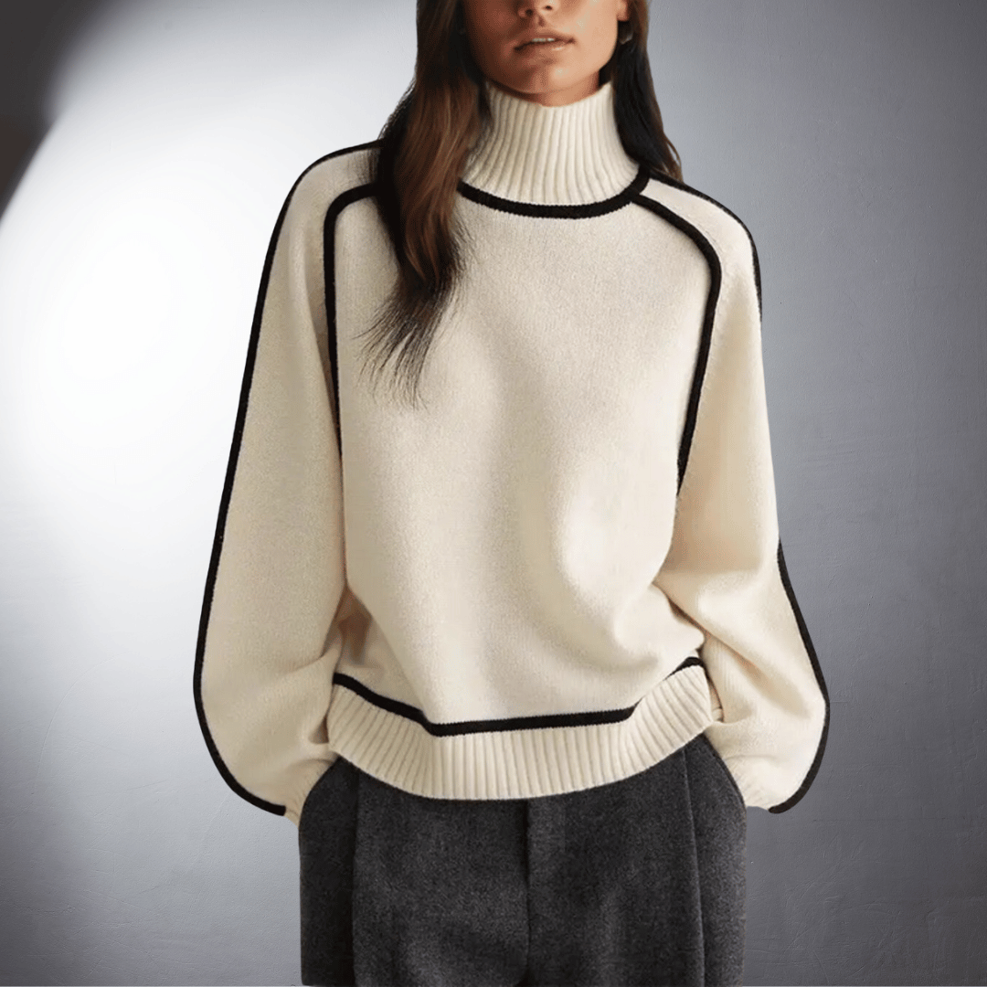 Covernorth Women’s Contrast-Trim Turtleneck Sweater