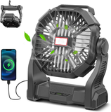 Camping LED Fan | 10400mAh Rechargeable | Tent & Beach | Black