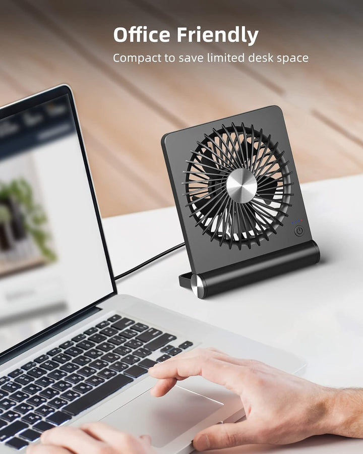 Mini USB Desk Fan | Quiet 3-Speed Cooling | Office & Bedroom | Black