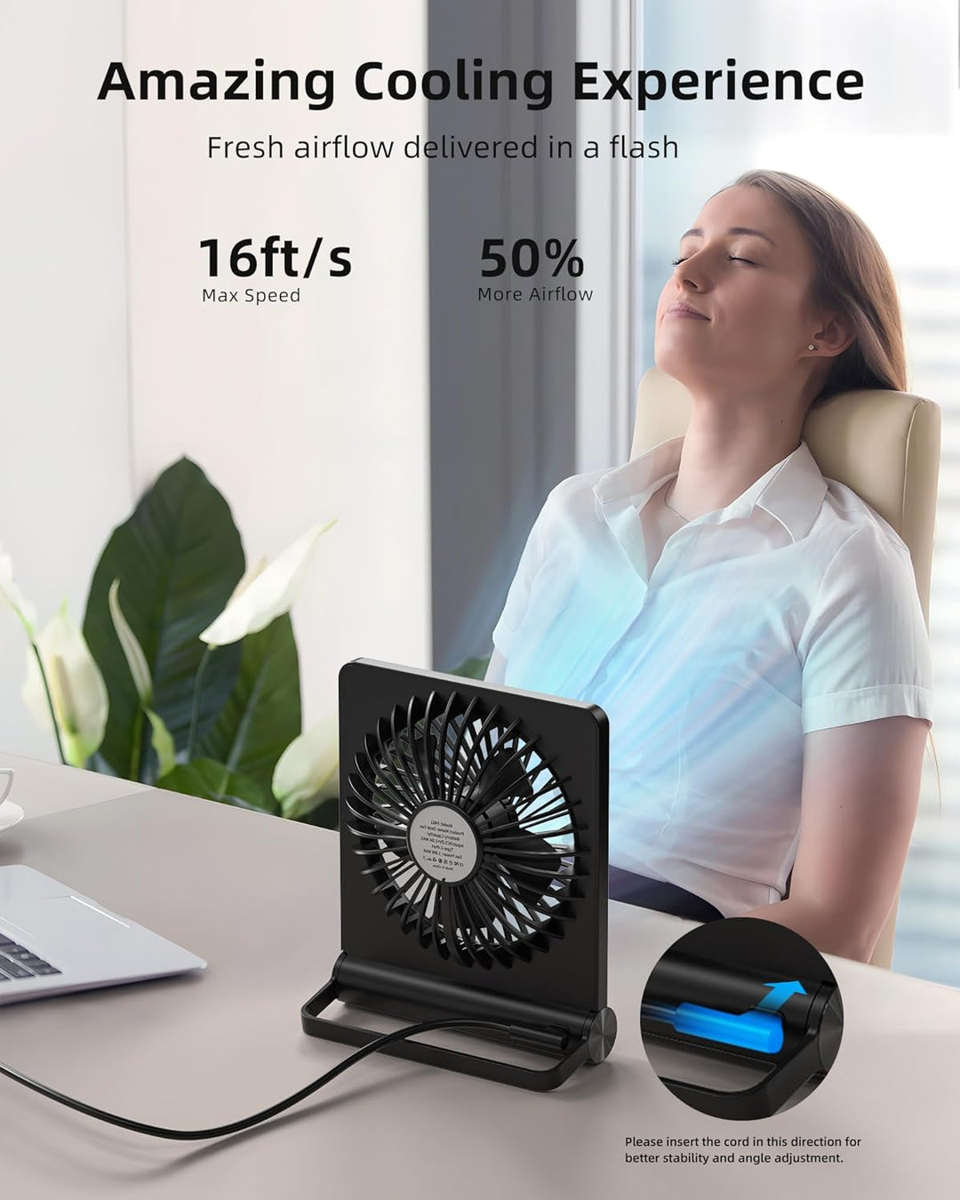 Mini USB Desk Fan | Quiet 3-Speed Cooling | Office & Bedroom | Black