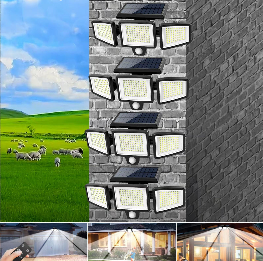 Solar LED Motion Sensor Flood Light Ultra-Bright Outdoor Security Lamp