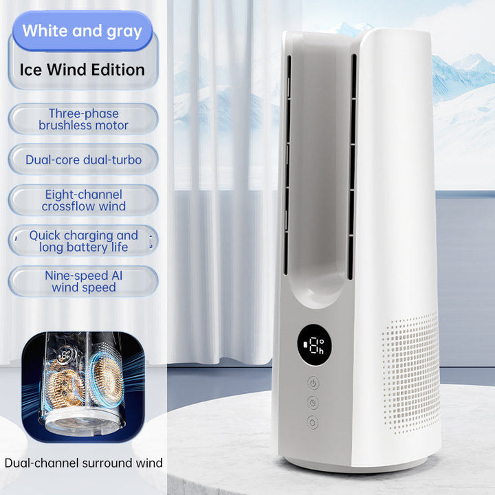 Ice Mist Portable Tower Fan │ Cooling, Bladeless, Quiet │ Bedroom & Office