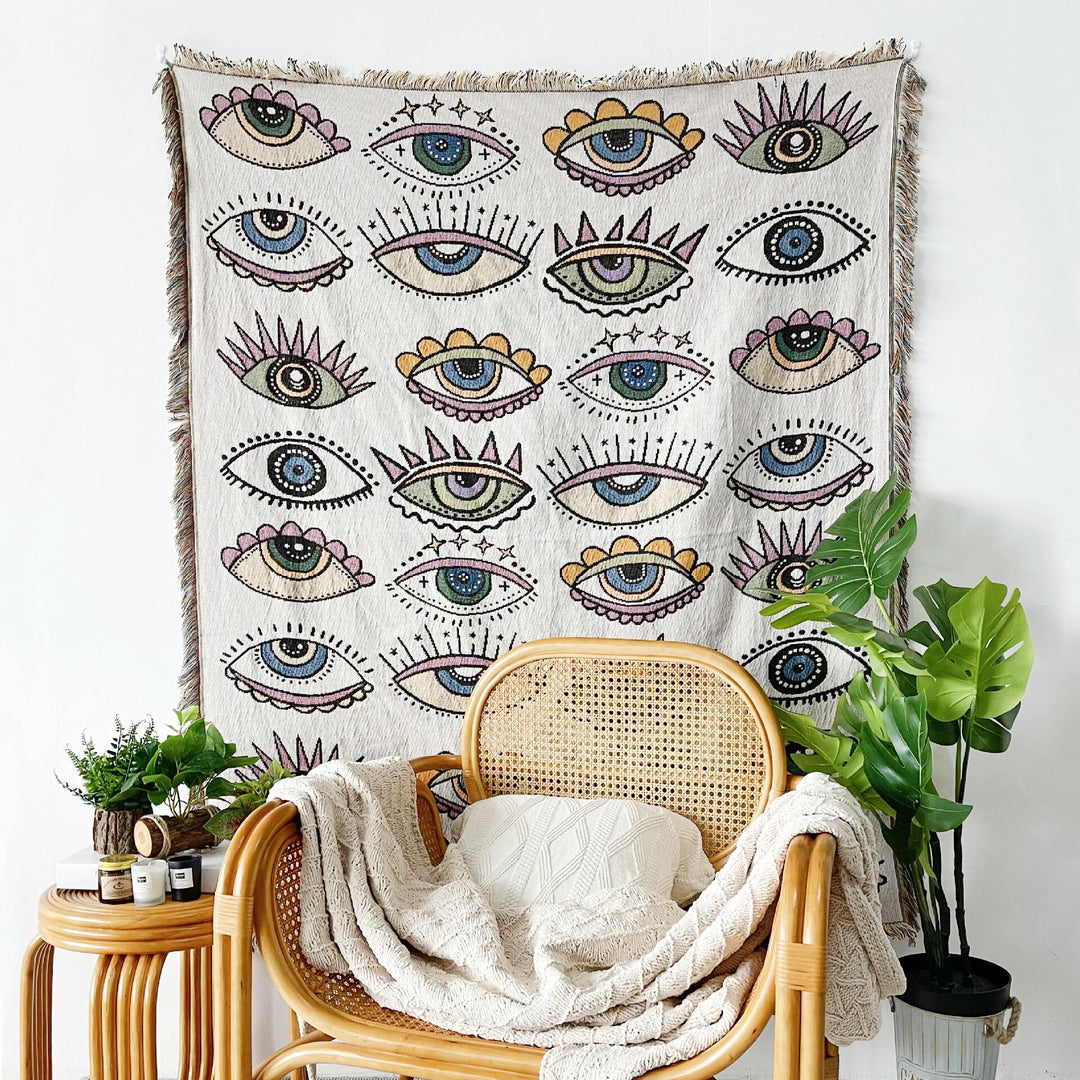 Evil Eye Beach Blanket | Cotton Fashion Towel & Camping Mat | Outdoor & Home