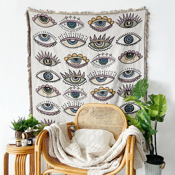 Evil Eye Beach Blanket | Cotton Fashion Towel & Camping Mat | Outdoor & Home