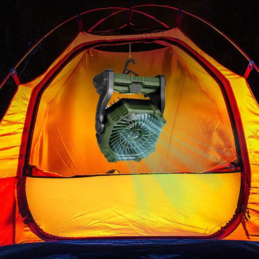 Portable Camping Fan │ Misting, LED & USB Port │ Tent & Outdoor