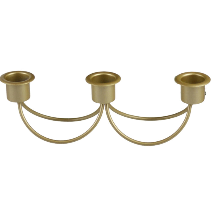 3-Arm Candle Holder | Durable Metal Arch Design | Dining Table | Gold