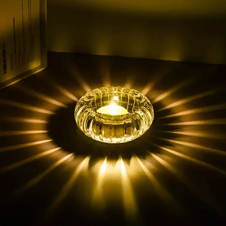 Crystal Candle Holder | Starburst Light Effect | Home & Table Decor