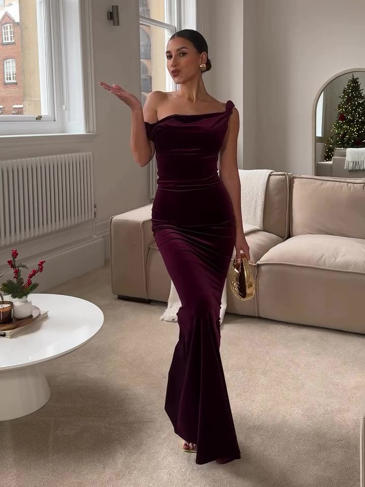 Women's Off-the-Shoulder Velvet Gown